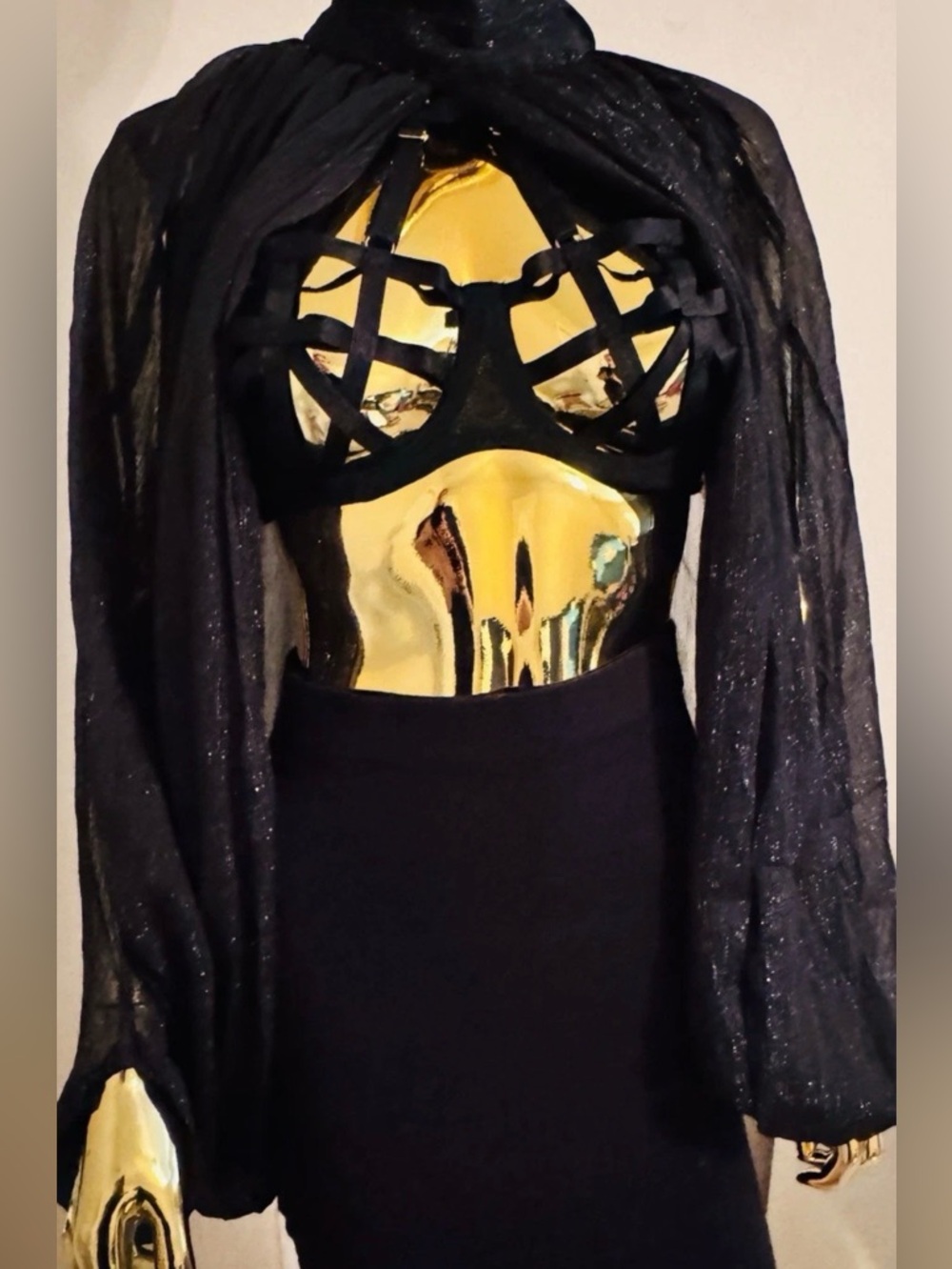 Sexy Flowy Blouses Open Back Backless Batwing Sleeve Ruched Black Top
